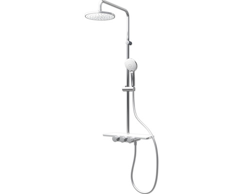 Colonne de douche SCHULTE Modern DuschMaster Rain III D9692804 02 rond White Style avec tablette et thermostat