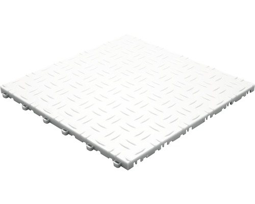 Dalle à clipser florco® grip 40 x 40 cm 6 pièces blanc Dalle de sol blanche avec motif en tôle larmée