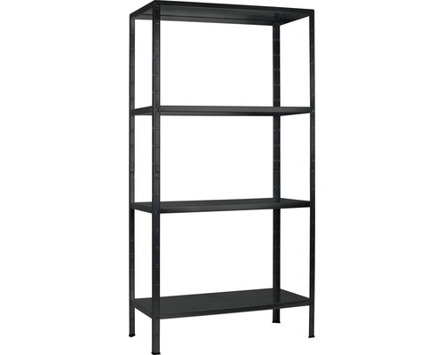 Étagère à emboîter Kaiserthal structurée noire 1800 x 800 x 400 mm 4 tablettes capacité de charge 240 kg