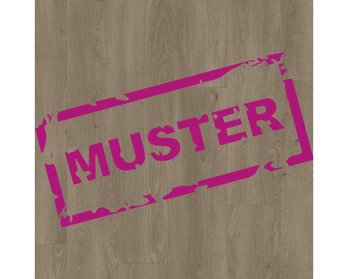 Handmuster zu SKANDOR Laminat wasserfest Cliff Oak 604 Eiche dunkel Schiffsboden 1261 x 192 x 8 mm Muster eines Laminatbodens