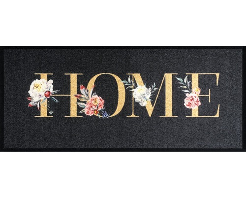 Tapis d'entrée Création Home Flowers anthracite 66x150 cm