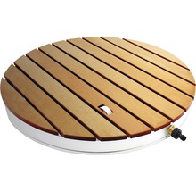Douche de jardin ronde en bois avec raccord d''eau