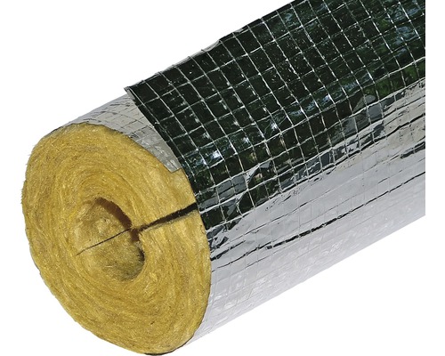 Gaine de tube en laine de roche doublée d'aluminium autocollante 22x18 mm 100% EnEV