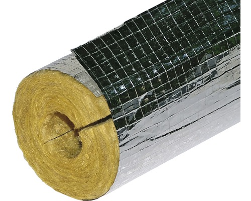 Gaine de tube en laine de roche doublée d'aluminium autocollante 22x22 mm 100% EnEV (directive allemande relative aux économies d'énergie) Isolation de tuyau avec feuille d''aluminium