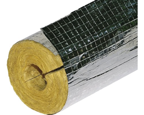 Gaine de tube en laine de roche doublée d'aluminium autocollante 44x42 mm 100% EnEV (directive allemande relative aux économies d'énergie)