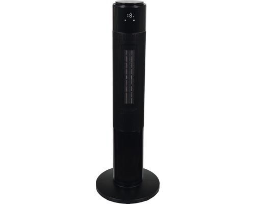 Schwarzer Turmheizlüfter mit digitaler Temperaturanzeige