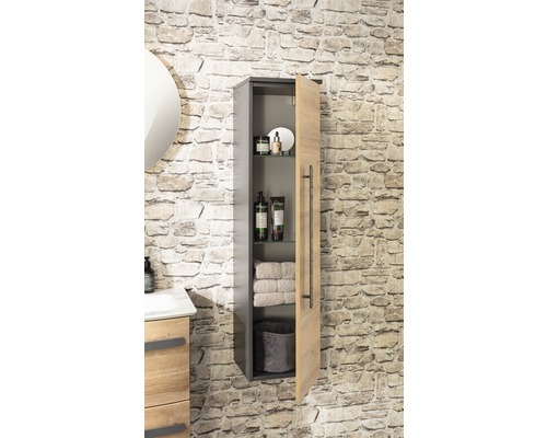 Offener Badezimmer Hochschrank mit Glasböden zur Wandmontage