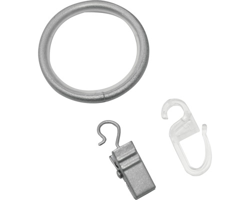 Gardinenring mit Gleiteinlage für Industrial Home silber Ø 25 mm 10 Stk. Gardinenring mit Gardinenhaken und Gardinenröllchen