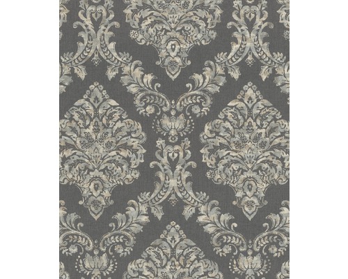 Papier peint intissé 421156 Saphira Classic-Chic noir Papier peint avec motif floral damassé