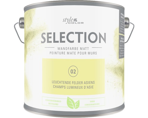 Peinture murale Premium StyleColor SELECTION sans conservateur Champs lumineux d’Asie 2,5 l