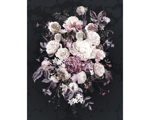 Papier peint panoramique intissé X4-1018 Bouquet Noir 4 pces 200 x 250 cm