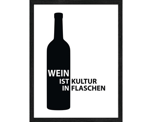 Gerahmtes Bild Wein Slogan 43x33 cm