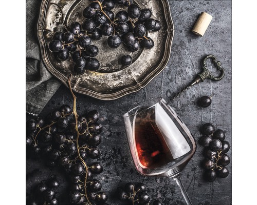 Leinwandbild Wein und Trauben 27x27 cm