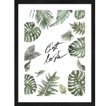 Gerahmtes Bild mit Pflanzenmotiven und dem Schriftzug C''est la vie