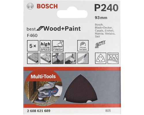 Bosch P240 Schleifblatt für Holz und Farbe, 93 Millimeter, geeignet für Multitools