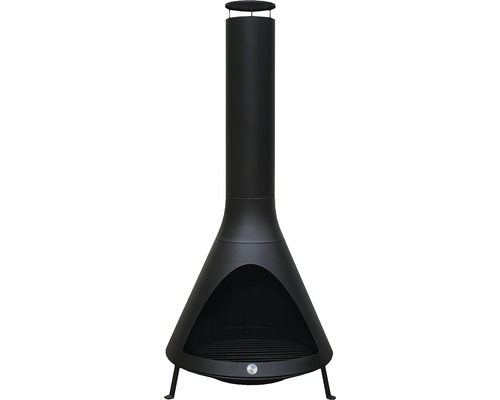 Foyer Westmann avec fonction de barbecue avec évacuation de fumée acier noir Cheminée d''extérieur en acier noir
