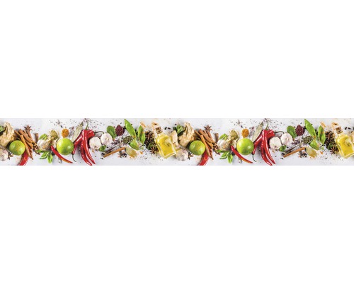 Crédence de cuisine mySpotti Splash Livian motif épices 4500 x 600 mm SP-F3-1825