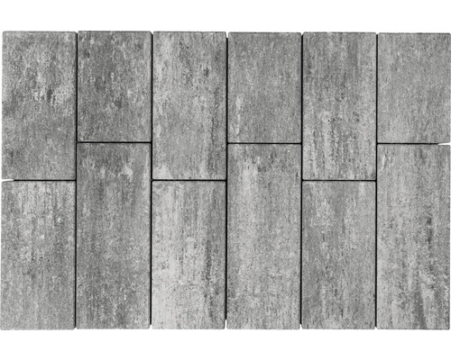 Pavés en béton gris disposés en rangées