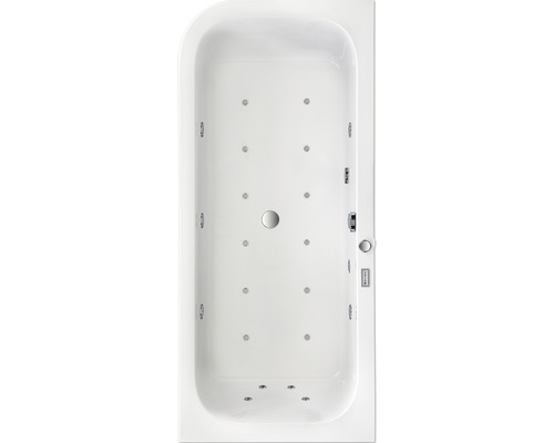 Vue de dessus d''une baignoire blanche avec fonction tourbillon.