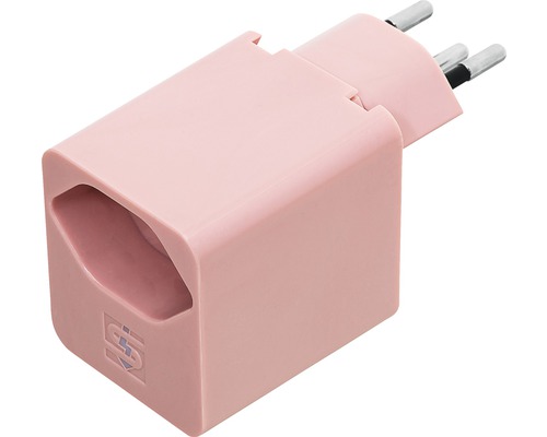 USB Ladeadapter Zwischenstecker T12/T13 drehbar rosa