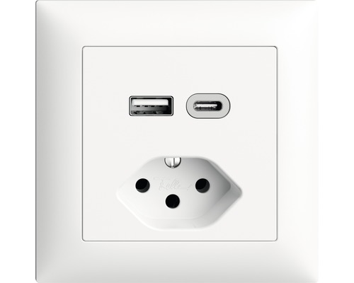 Edizio Due UP Steckdose 1xT13, 1xUSB A,1xUSB C weiss - HORNBACH