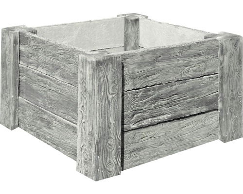 Jardinière surélevée en béton Cube Antique gris avec filetage prémonté 118 x 118 x 69 cm
