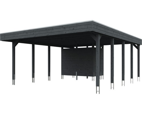 Carport en bois avec espace de rangement pour le jardin