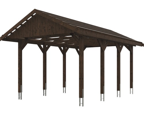 Carport en bois avec supports en acier