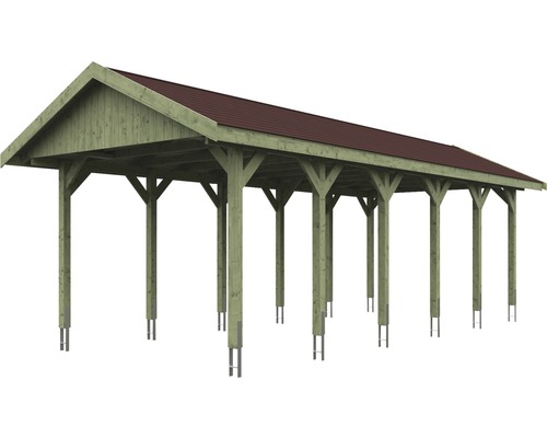 Abri couvert avec structure en bois et toit