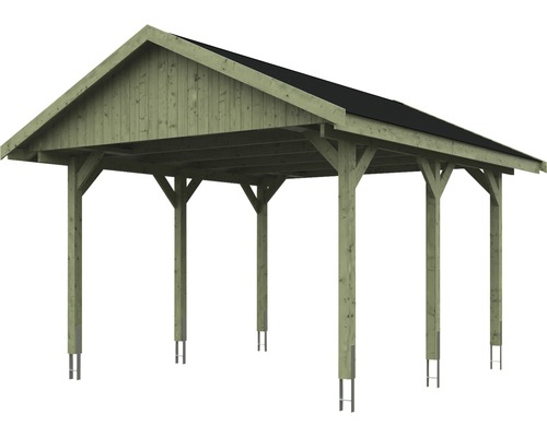 Holzcarport mit schwarzem Dach