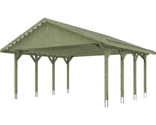 Construction d''abri de voiture en bois avec toit