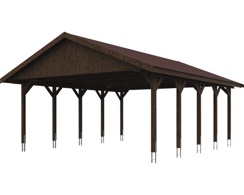 Carport en bois avec toit à deux pentes
