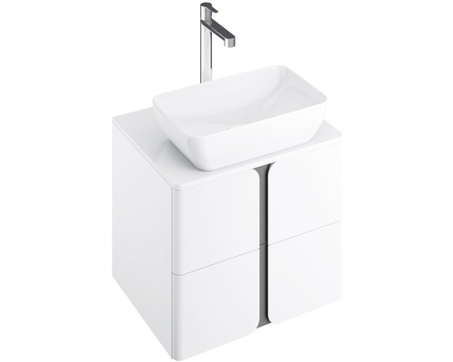 Meuble-lavabo combiné avec vasque à poser et robinetterie