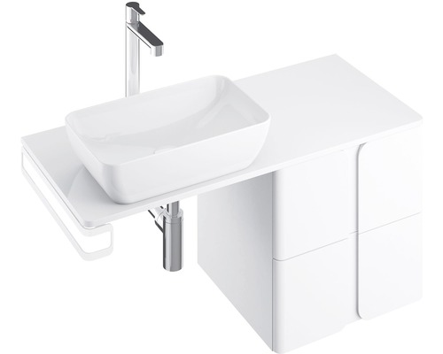 Combinaison de lavabo avec vasque à poser, robinetterie et meuble sous-lavabo