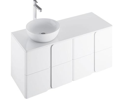 Waschtisch mit Aufsatzwaschbecken und Armatur für das Badezimmer
