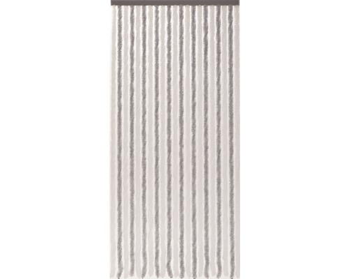 Rideau de porte Flauschi argent-blanc 100x230 cm Store à lamelles avec bandes de tissu verticales