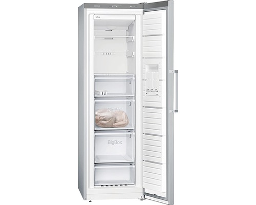 Gefrierschrank mit offener Tür und Gefriergut in einer Schublade