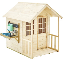 Holzspielhaus mit Veranda, Fenster und Spielküche