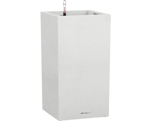 Pflanzvase Lechuza Canto Stone Kunststoff 40,7 x 40,7 x 77 cm weiss inkl. Erdbewässerungssystem Viereckiger Pflanzkübel mit Wasserstandsanzeiger