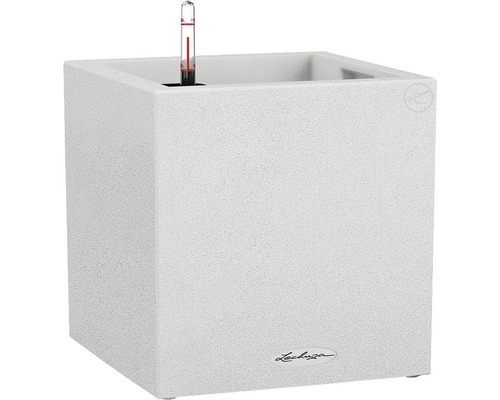 Pflanzkübel Lechuza Canto Stone 30 x 30 x 30 cm weiss inkl. Erdbewässerungssystem Quadratischer Pflanzkübel mit Bewässerungssystem und Wasserstandsanzeige