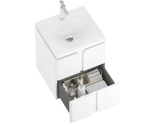 Waschtischunterschrank mit Auszug, Waschbecken und Armatur