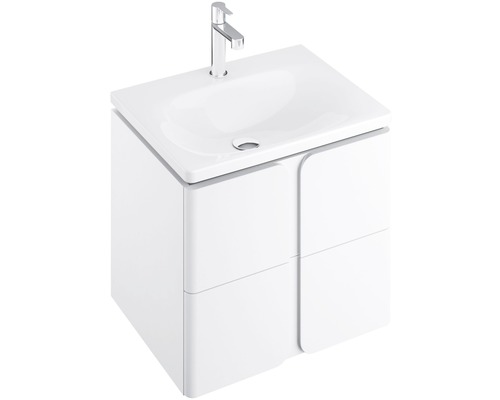 Waschtischunterschrank mit Waschbecken und Armatur für das Badezimmer