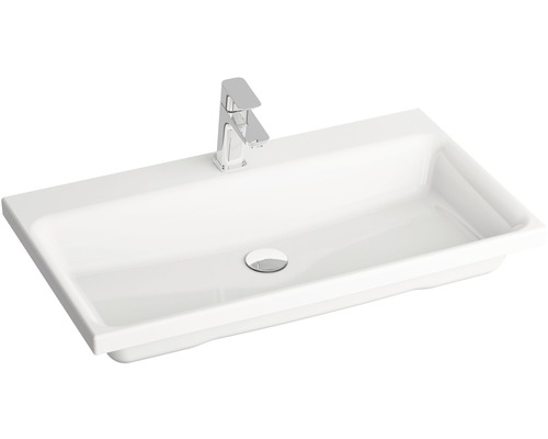 Weisses Keramik Waschbecken mit Armatur