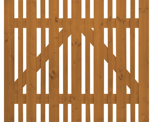 Portail à un vantail Konsta Eco sans fraisage pour serrure 100 x 80 cm cerisier Portail en bois avec motif de clôture à lattes pour le jardin