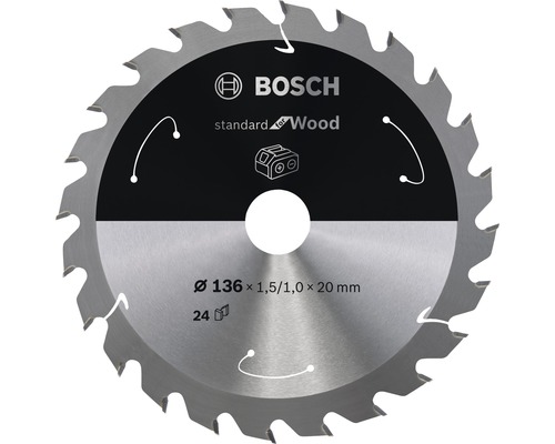 Bosch Lame de scie circulaire pour scies sans fil Standard for Wood, 136x1,5/1x20, 24 dents