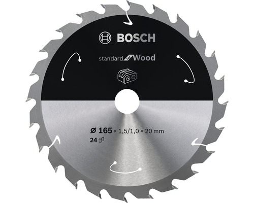 Bosch Kreissägeblatt für Akkusägen Standard for Wood, 165x1,5/1x20, 24 Zähne