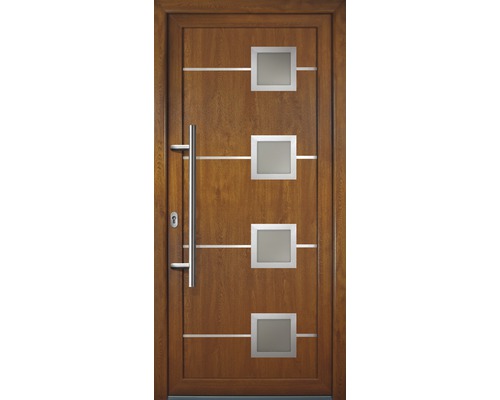 Porte d'entrée Signum modèle 1 RC2 plastique goldenoak/goldenoak 890 x 2080 mm tirant gauche