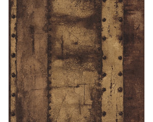 Papier peint intissé 37743-3 Industrial métal rouillé vert Papier peint aspect plaques métalliques et rivets