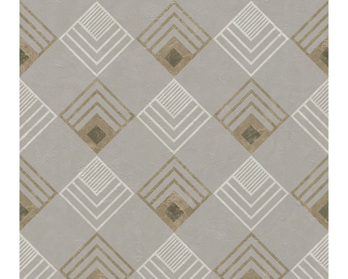 Papier peint intissé 37682-3 New Life graphique gris Papier peint à motif géométrique en losange