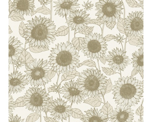 Papier peint intissé 37685-1 New Life fleurs beige Papier peint à motif tournesols
